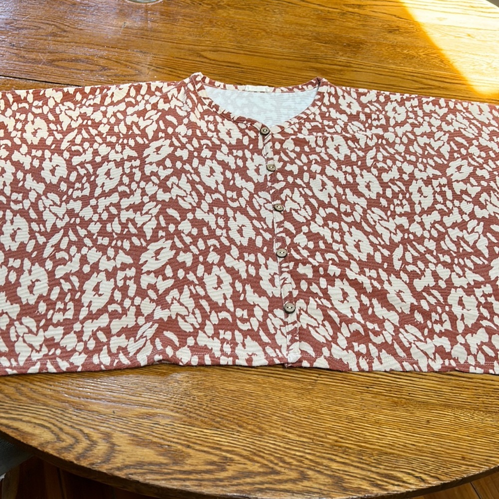 ODDY animal print rust and cream color oversized top.  Large.